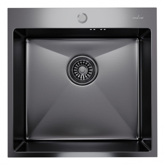 Мойка для кухни врезная настольная MIXLINE PRO 50Х50 (3,0) с сифоном чёрный графит