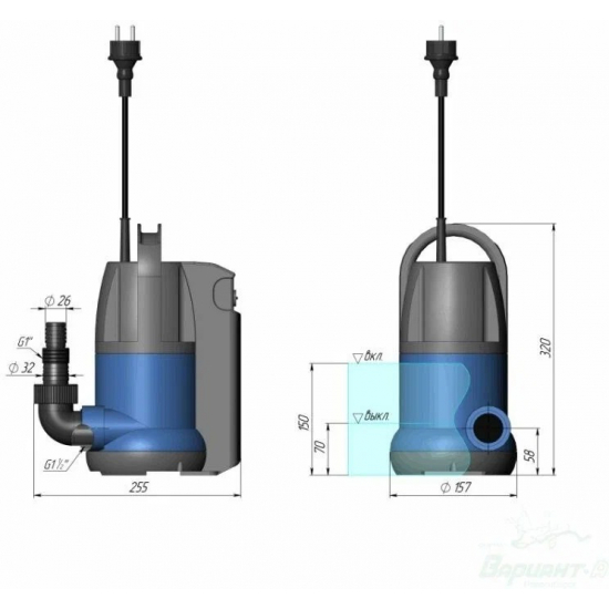 Дренажный насос UNIPUMP SUB 407 P для чистой и грязной воды