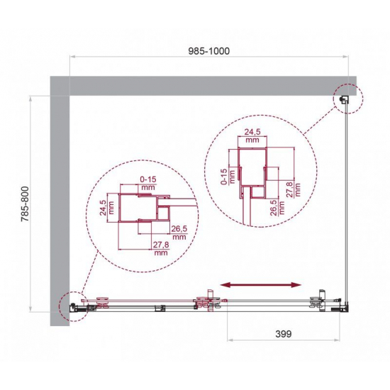 Душевой уголок BelBagno LUCE-AH-1-100/80-C-Cr стекло прозрачное, профиль хром
