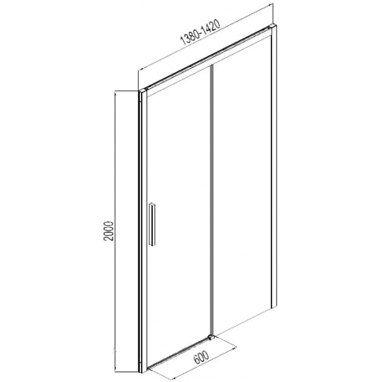 Душевая дверь в нишу AQUANET Pleasure AE60-N-140H200U-BT 140x200 стекло прозрачное, профиль чёрный