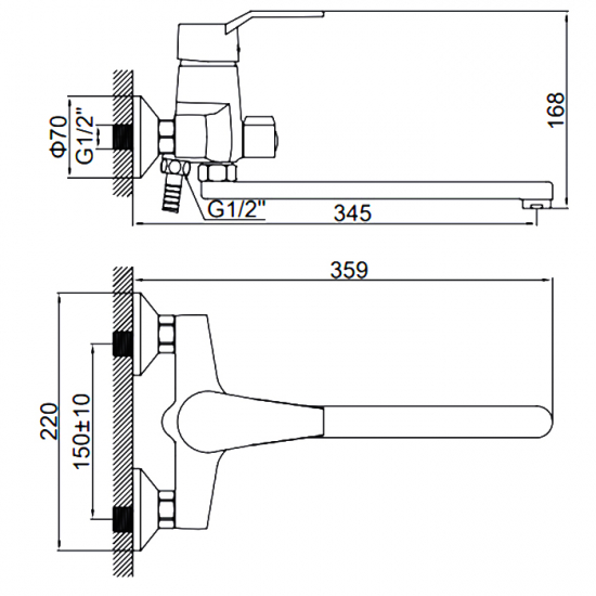 Смеситель для ванны LEDEME H63 L2263 хром