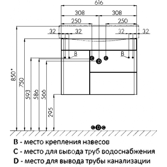 Тумба с раковиной АКВАТОН Беверли 65 