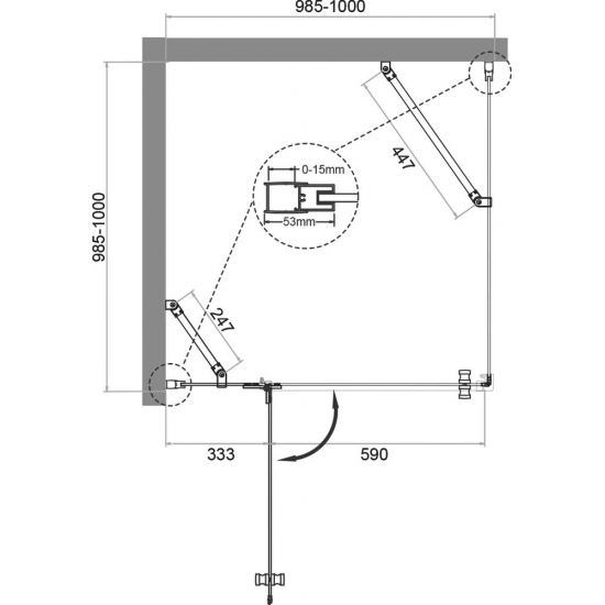 Душевой уголок BelBagno KRAFT-A-12-100-C-Cr-L стекло прозрачное