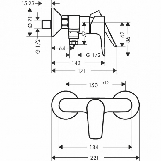 Смеситель для душа HANSGROHE Talis E 71760000 хром
