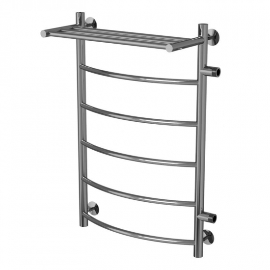 Полотенцесушитель водяной MIXLINE Capella 80х50 1'' лесенка, 5 перекладин, полка, правое подключение