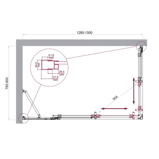 Душевой уголок BelBagno LUCE-AH-21-130/80-C-Cr стекло прозрачное, профиль хром