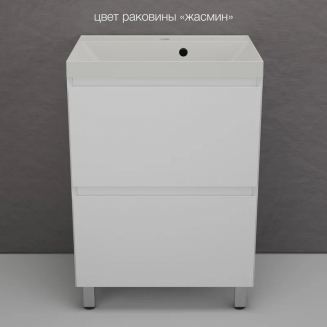 Тумба с раковиной STYLE LINE Манхэттен 60 Plus белый, раковина Asti 60 жасмин