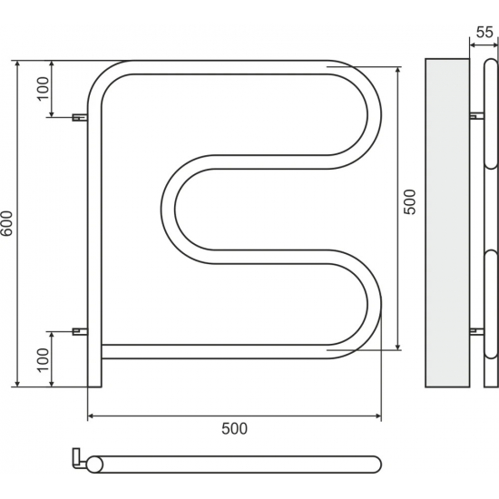 Полотенцесушитель электрический TERMINUS F-образный 500x500 поворотный