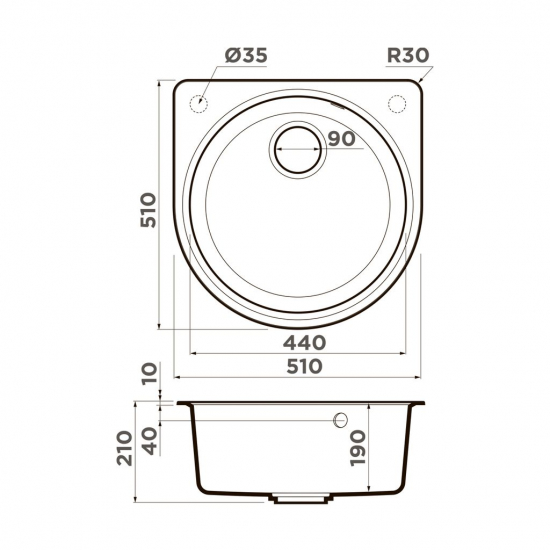 Мойка для кухни OMOIKIRI Akegata 51 510х510 мм, leningrad grey