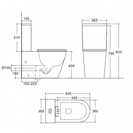 Унитаз компакт HOLLER SLIM 620*360*820мм, микролифт, дюропласт