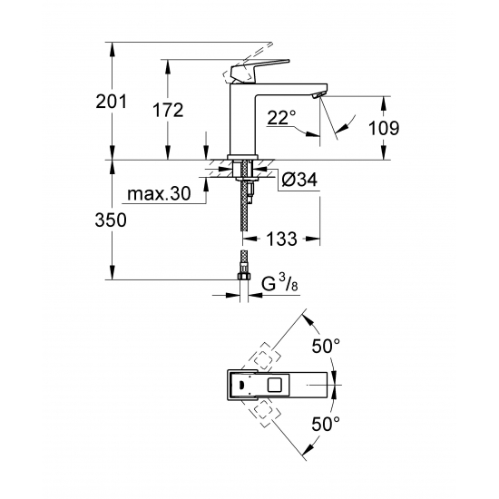 Смеситель для раковины GROHE Eurocube 23446000