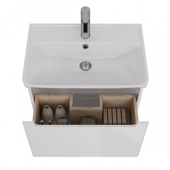 Тумба для комплекта LEMARK Buno mini 60 подвесная, 1 ящик, белая, под раковину Neon 60