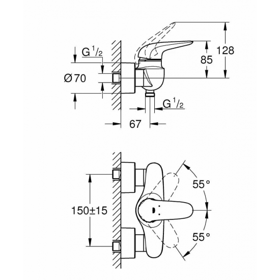 Смеситель для душа GROHE Eurostyle 23722LS3 белая луна