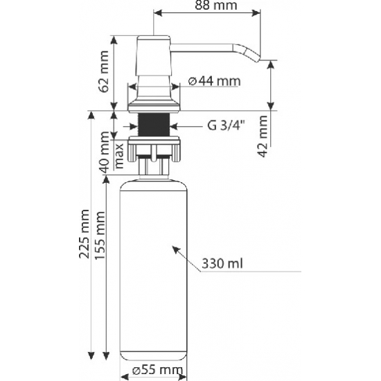 Дозатор для кухонной мойки ULGRAN Quartz U-01 темно-серый