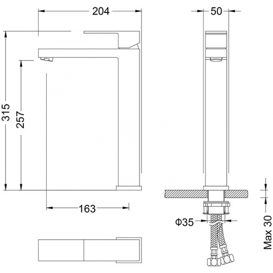 Смеситель для раковины TIMO Selene 3061/03F чёрный