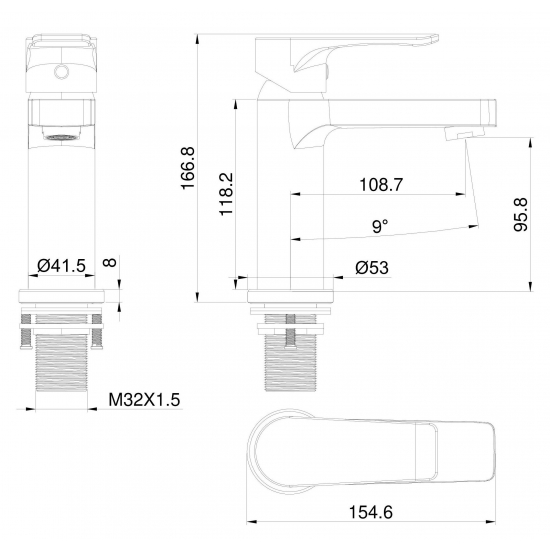 Смеситель для раковины WONZON & WOGHAND WW-A40222-BG, брашированное золото