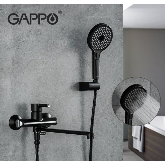Смеситель для ванны GAPPO G03-6 G2203-6 чёрный/хром