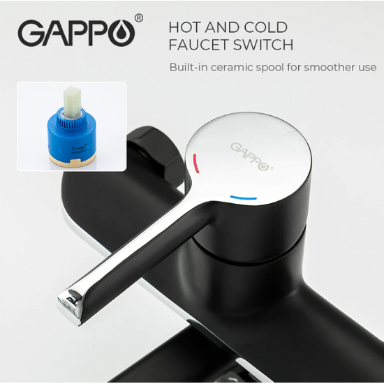 Смеситель для ванны GAPPO G03-6 G2203-6 чёрный/хром