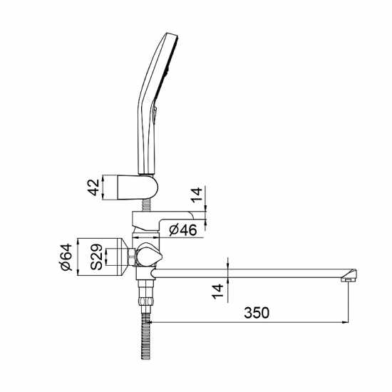 Смеситель для ванны GAPPO G03-6 G2203-6 чёрный/хром