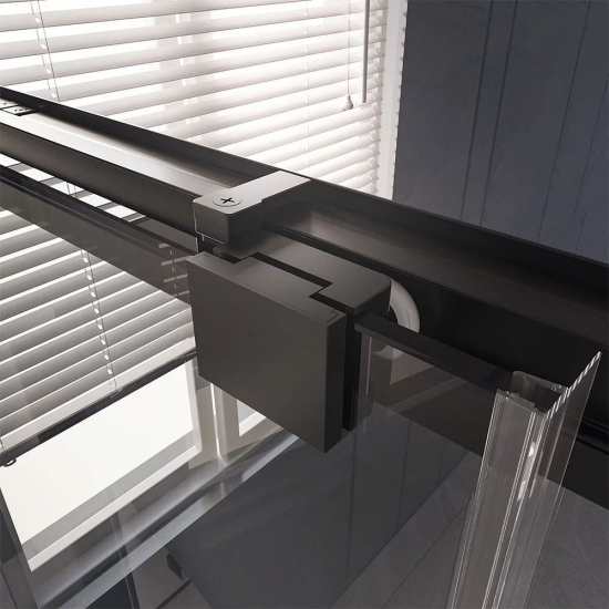 Душевая дверь в нишу VECONI Premium Trento PTD-30B 140x200 стекло прозрачное, профиль чёрный