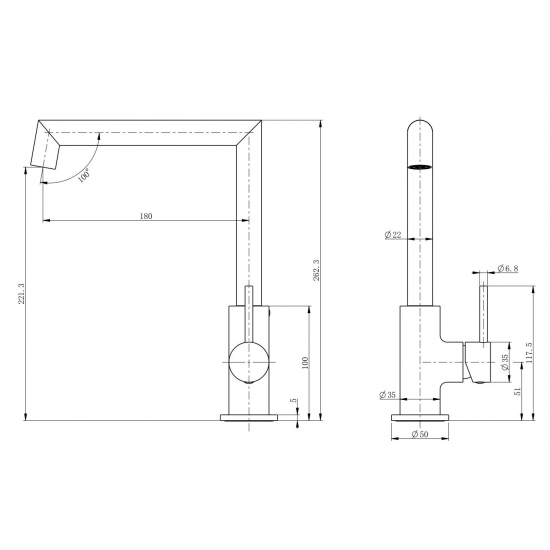 Смеситель для кухни WONZON & WOGHAND WW-L1005-BG, брашированное золото