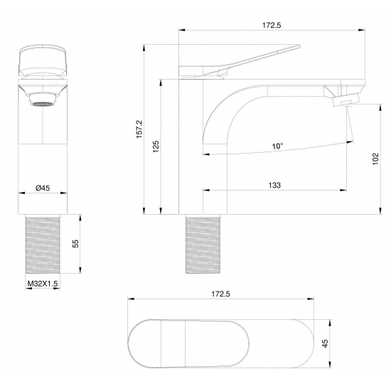 Смеситель для раковины WONZON & WOGHAND WW-XH-010-MB, чёрный матовый