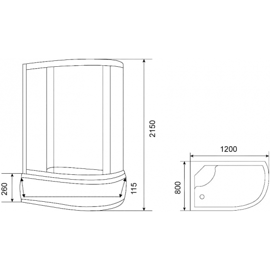 Душевая кабина PARLY Bianco BMM120L 120x80x215 со средним поддоном, монтаж без силикона, L