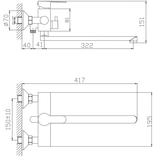 Смеситель для ванны HAIBA HB22801 из нержавеющей стали