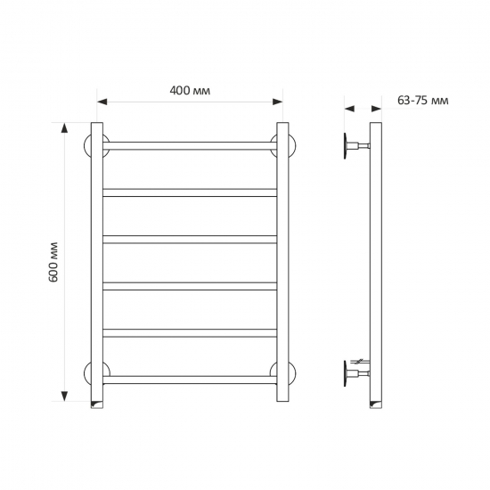 Полотенцесушитель электрический MIXLINE Vega 60x40 222 Вт, правый