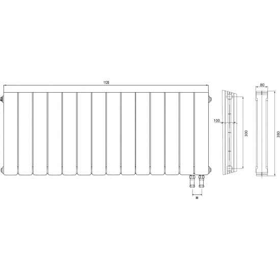 Радиатор биметаллический ROYAL THERMO Piano Forte 300 noir sable VDR80 14 секций, чёрный