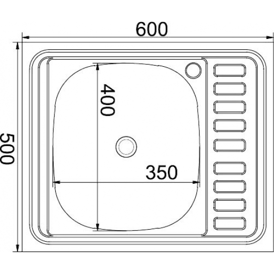 Мойка для кухни MIXLINE 600х500x0,8 мм накладная левая, нержавеющая сталь