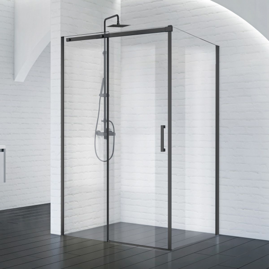 Душевой уголок BelBagno ACQUA-AH-1-150/90-C-NERO стекло прозрачное