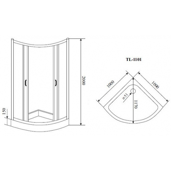 Душевой уголок TIMO TL-1101 100x100x200 Romb Glass стекло прозрачное с рисунком, с поддоном