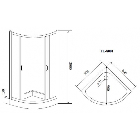 Душевой уголок TIMO TL-8001 80x80x200 Romb Glass стекло прозрачное с рисунком, с поддоном