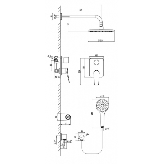 Душевой комплект LEMARK Bronx LM3729MW белый С ВНУТРЕННЕЙ ЧАСТЬЮ