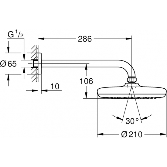 Верхний душ GROHE Tempesta 210 26411000