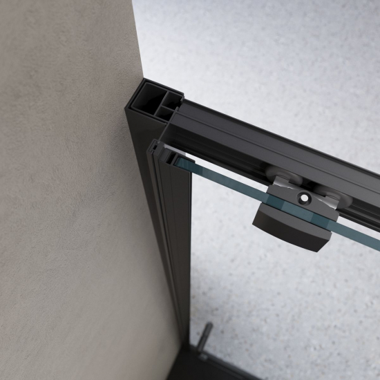 Душевая дверь в нишу BelBagno LUCE-BF-1-120-C-NERO стекло прозрачное, профиль чёрный