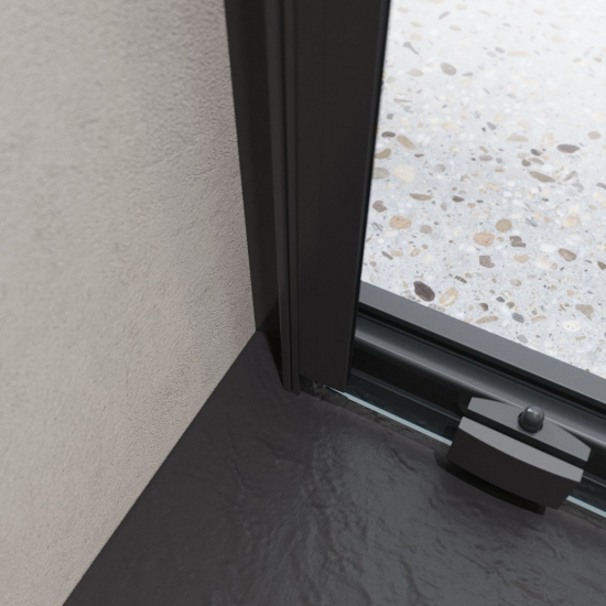 Душевая дверь в нишу BelBagno LUCE-BF-1-120-C-NERO стекло прозрачное, профиль чёрный