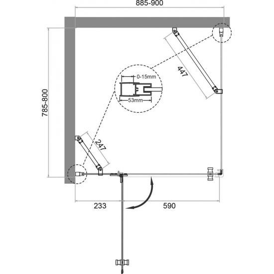 Душевой уголок BelBagno KRAFT-AH-12-90/80-C-Cr-L стекло прозрачное