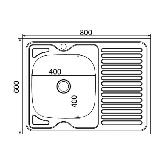 Мойка для кухни MIXLINE 800х600x0,4 мм накладная левая, нержавеющая сталь