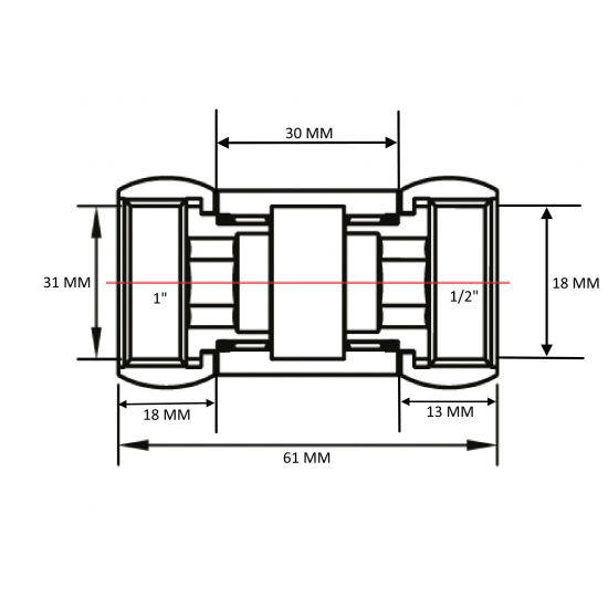 Соединение для полотенцесушителя SMART 1"x1/2" вн/вн, прямое пара