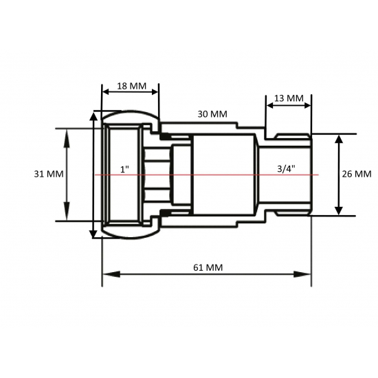 Соединение для полотенцесушителя SMART 1"x3/4" вн/нар, прямое пара