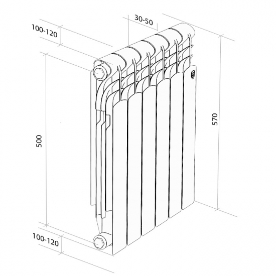 Радиатор алюминиевый ROYAL THERMO Revolution 2.0 500/80  4 секции