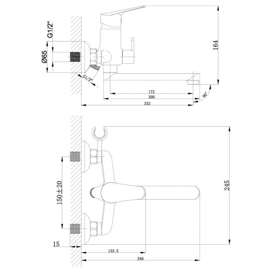 Смеситель для ванны LEMARK Partner LM6513C хром