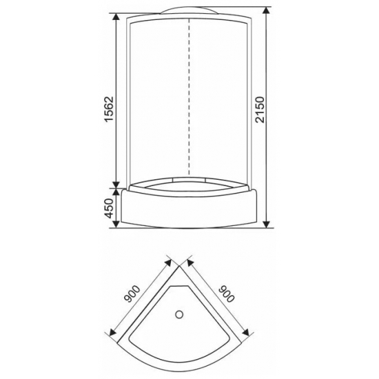 Душевая кабина АRCUS AS-103G 90x90x215 с высоким поддоном, с сиденьем