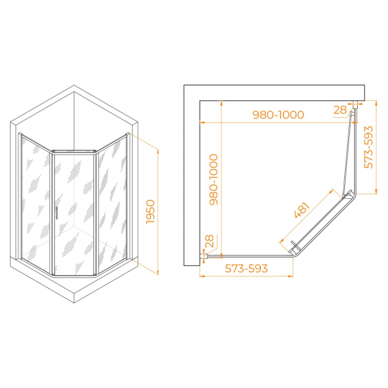 Душевой уголок RGW Passage PA-86 100x100 стекло прозрачное, профиль хром