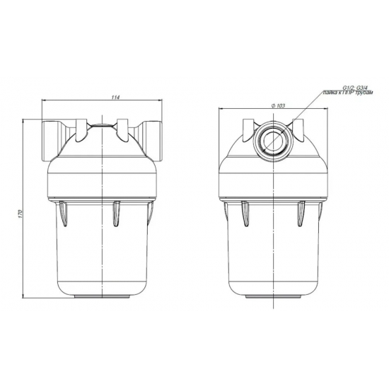 Фильтр магистральный UNICORN KSBP2V+POLIFOS 1/2" для водонагревателей