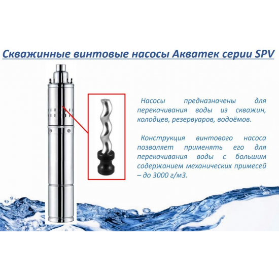 Погружной насос АКВАТЕК SPV4" 1,5-60 с кабелем 20 м