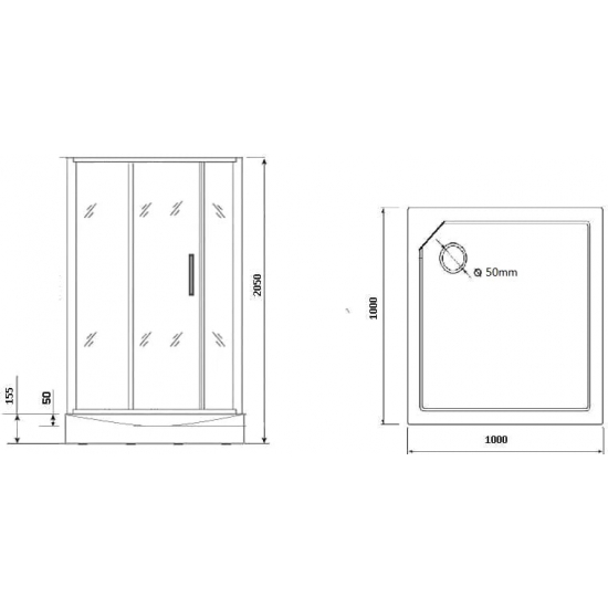 Душевая кабина GROSSMAN GR-170QL 100x100x205 без крыши