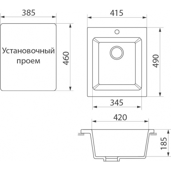 Мойка для кухни DOMACI Бьелла DMC-17 415х490 мм, чёрный